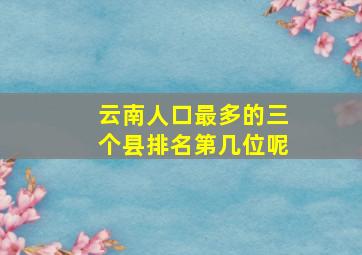 云南人口最多的三个县排名第几位呢