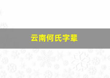 云南何氏字辈