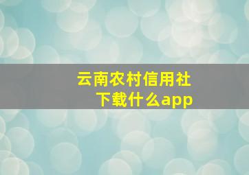 云南农村信用社下载什么app