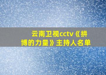 云南卫视cctv《拼博的力量》主持人名单