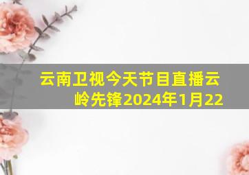 云南卫视今天节目直播云岭先锋2024年1月22