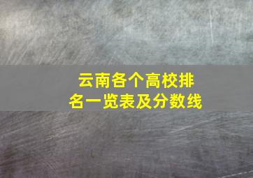 云南各个高校排名一览表及分数线