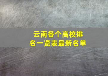 云南各个高校排名一览表最新名单