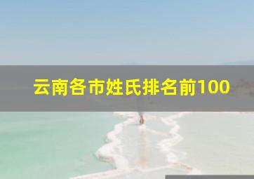 云南各市姓氏排名前100