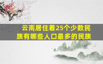 云南居住着25个少数民族有哪些人口最多的民族