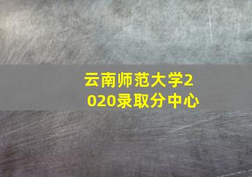 云南师范大学2020录取分中心