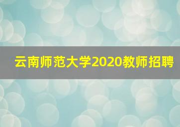 云南师范大学2020教师招聘