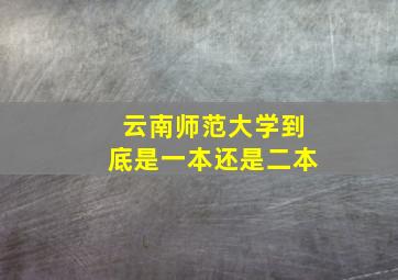 云南师范大学到底是一本还是二本