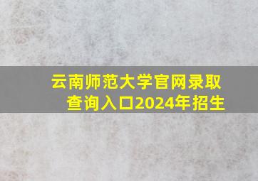 云南师范大学官网录取查询入口2024年招生