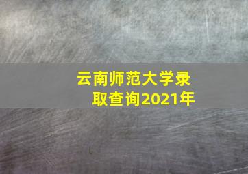 云南师范大学录取查询2021年