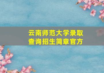 云南师范大学录取查询招生简章官方