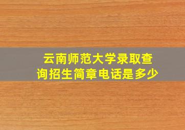 云南师范大学录取查询招生简章电话是多少