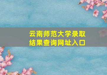 云南师范大学录取结果查询网址入口