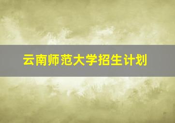 云南师范大学招生计划