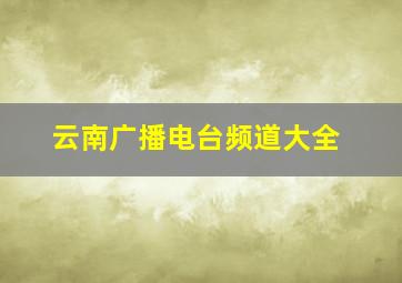 云南广播电台频道大全