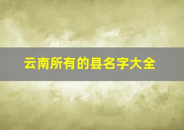 云南所有的县名字大全