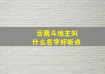 云南斗地主叫什么名字好听点