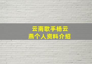 云南歌手杨云燕个人资料介绍