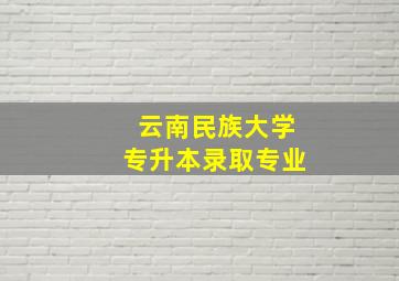 云南民族大学专升本录取专业