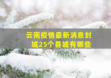 云南疫情最新消息封城25个县城有哪些