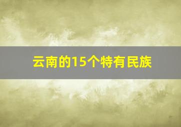 云南的15个特有民族