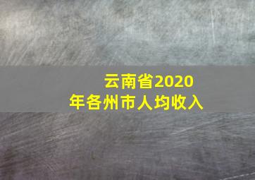 云南省2020年各州市人均收入