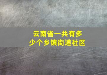 云南省一共有多少个乡镇街道社区