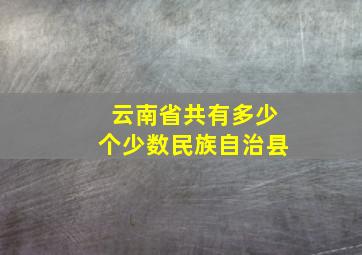 云南省共有多少个少数民族自治县