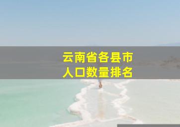 云南省各县市人口数量排名