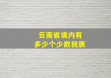 云南省境内有多少个少数民族