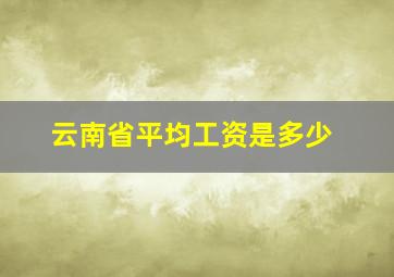 云南省平均工资是多少