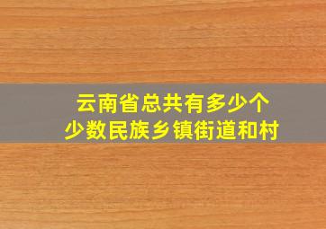 云南省总共有多少个少数民族乡镇街道和村