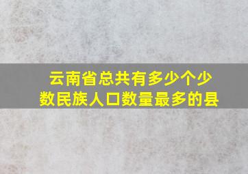 云南省总共有多少个少数民族人口数量最多的县