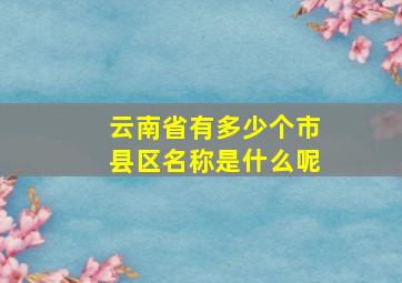 云南省有多少个市县区名称是什么呢