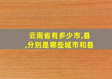 云南省有多少市,县,分别是哪些城市和县