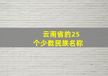 云南省的25个少数民族名称