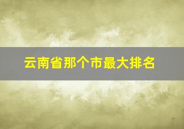 云南省那个市最大排名