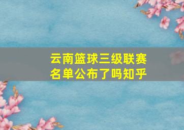 云南篮球三级联赛名单公布了吗知乎