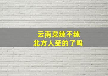 云南菜辣不辣北方人受的了吗