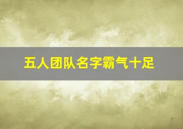 五人团队名字霸气十足