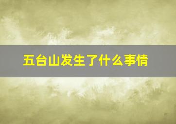 五台山发生了什么事情