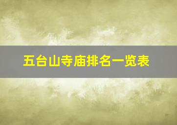 五台山寺庙排名一览表