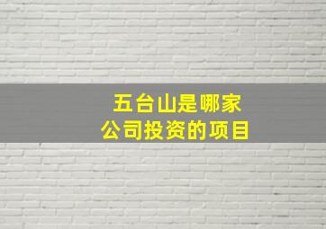 五台山是哪家公司投资的项目