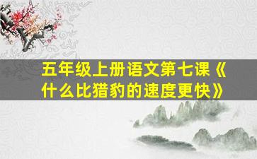 五年级上册语文第七课《什么比猎豹的速度更快》