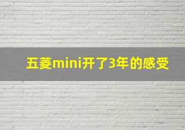 五菱mini开了3年的感受