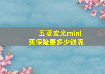 五菱宏光mini买保险要多少钱呢