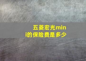 五菱宏光mini的保险费是多少