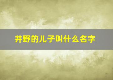 井野的儿子叫什么名字