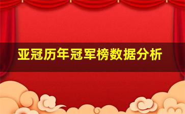 亚冠历年冠军榜数据分析