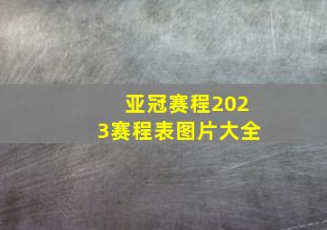 亚冠赛程2023赛程表图片大全